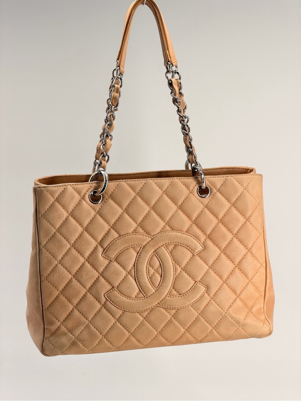 CHANEL Caviar GST Grand Shopping Tote Bag Dark Beige